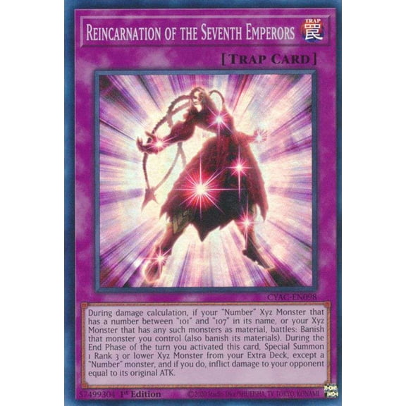 YuGiOh Cyberstorm Access Super Rare Reincarnation of the Seventh Emperors CYAC-EN098