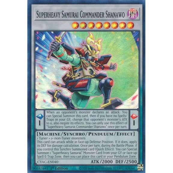 YuGiOh Cyberstorm Access Super Rare Superheavy Samurai Commander Shanawo CYAC-EN040