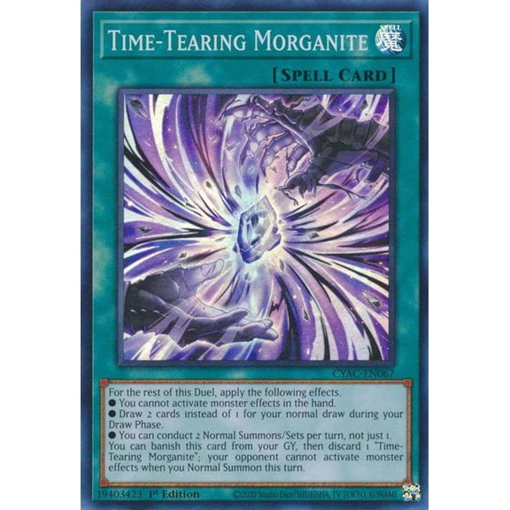 YuGiOh Cyberstorm Access Super Rare Time-Tearing Morganite CYAC-EN067