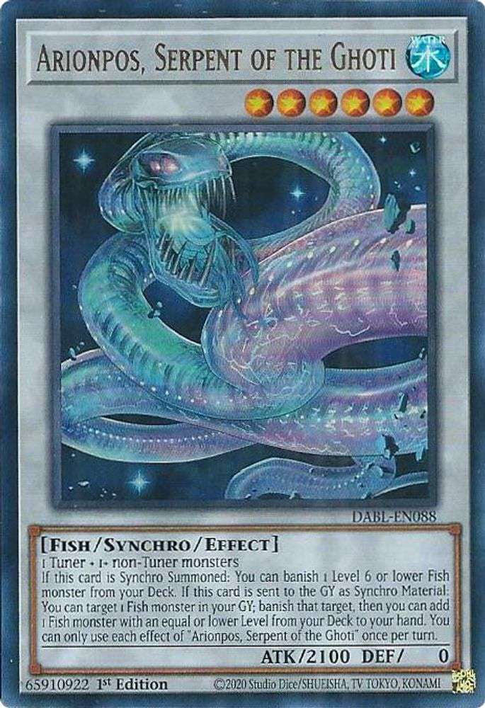 YuGiOh Darkwing Blast Ultra Rare Arionpos, Serpent of the Ghoti DABL-EN088 - Walmart.com YuGiOh Darkwing Blast Ultra Rare Arionpos, Serpent of the Ghoti DABL-EN088 - Walmart.com