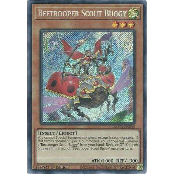 YuGiOh Dawn of Majesty Secret Rare Beetrooper Scout Buggy DAMA-EN000