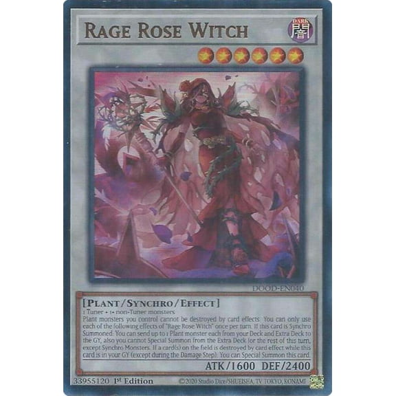 YuGiOh Doom of Dimensions Ultra Rare Rage Rose Witch DOOD-EN040