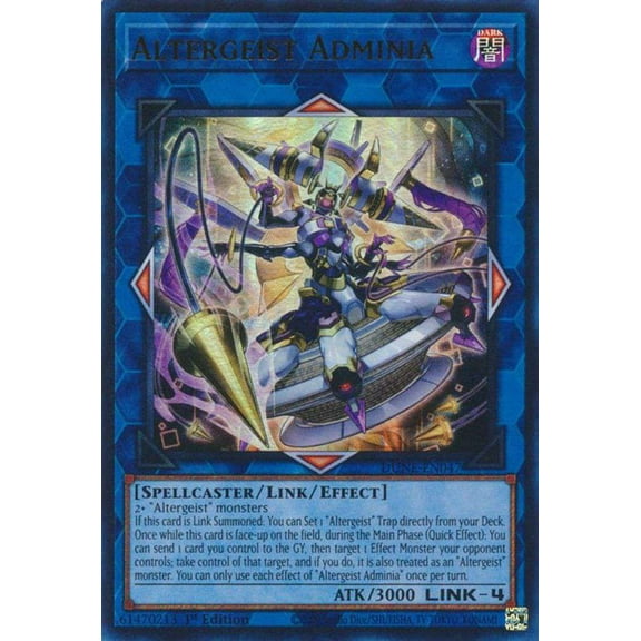 YuGiOh Duelist Nexus Quarter Century Secret Rare Altergeist Adminia DUNE-EN047
