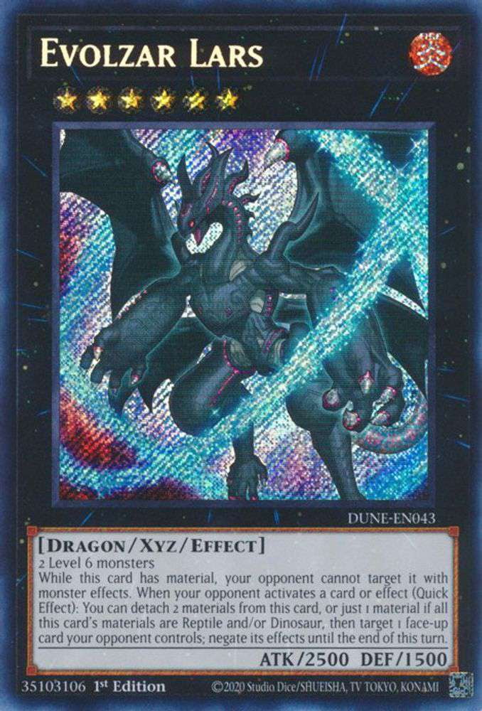 YuGiOh Duelist Nexus Secret Rare Evolzar Lars DUNE-EN043 - Walmart Business  Supplies