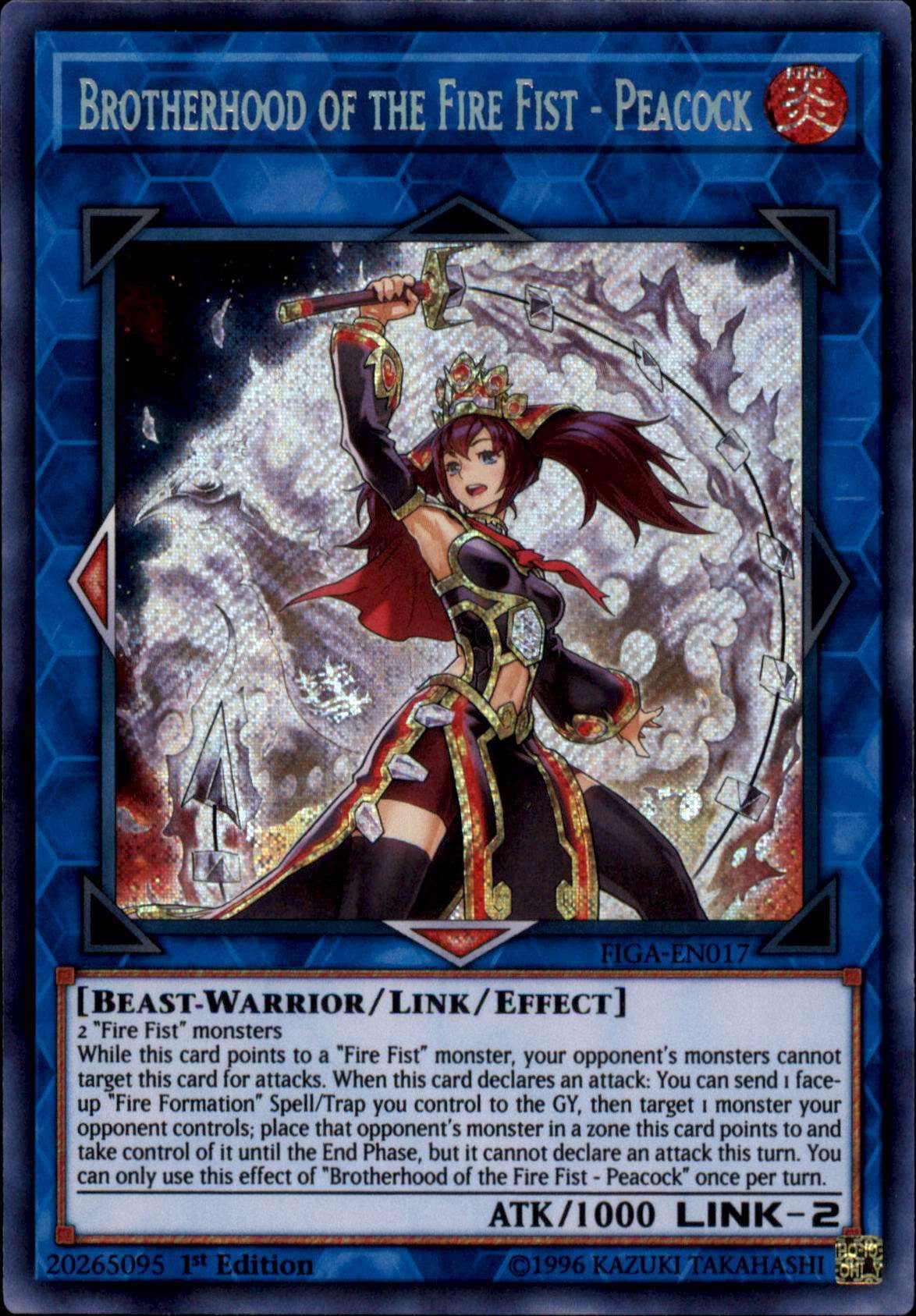 YuGiOh Fists of the Gadgets Secret Rare Brotherhood of the Fire Fist -  Peacock FIGA-EN017