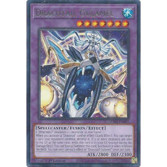 YuGiOh Justice Hunters Rare Dracotail Gulamel JUSH-EN007