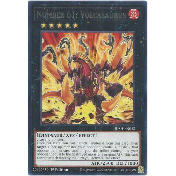 YuGiOh Justice Hunters Rare Number 61: Volcasaurus JUSH-EN043
