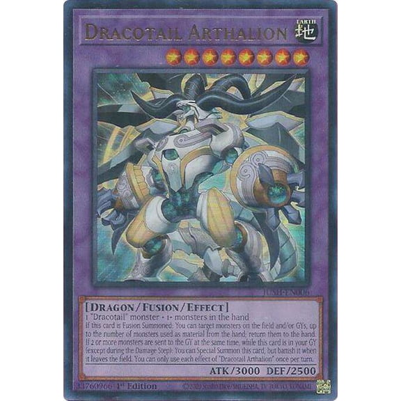 YuGiOh Justice Hunters Ultra Rare Dracotail Arthalion JUSH-EN006