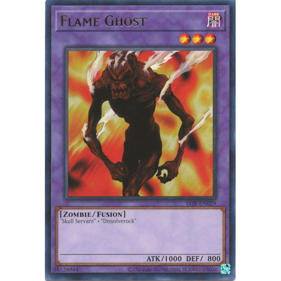 YuGiOh Legend of Blue Eyes White Dragon 25th Anniversary Rare Flame Ghost LOB-EN029