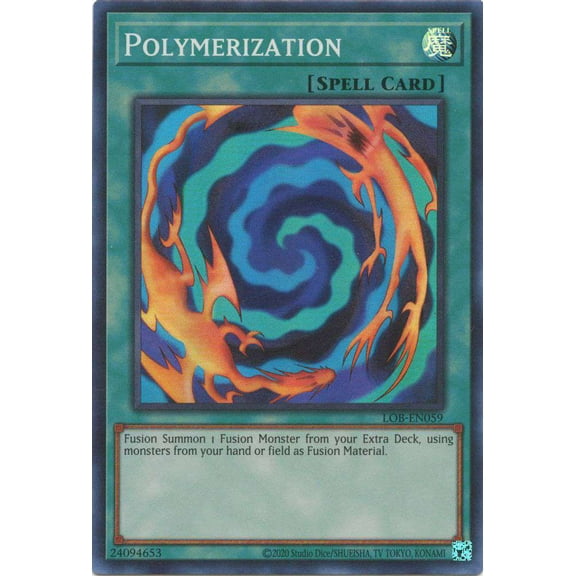 YuGiOh Legend of Blue Eyes White Dragon 25th Anniversary Super Rare Polymerization LOB-EN059