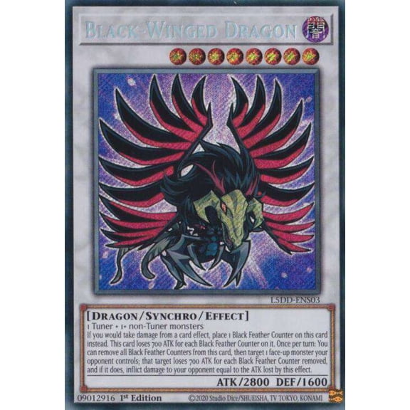 YuGiOh Legendary Decks 5Ds Secret Rare Black-Winged Dragon L5DD-ENS03