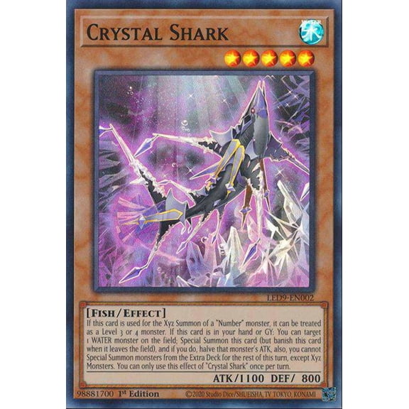 YuGiOh Legendary Duelists Duels From The Deep Super Rare Crystal Shark LED9-EN002