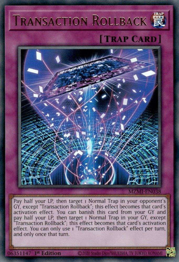 YuGiOh Maze of Millennia Ultra Rare Transaction Rollback MZMI-EN038