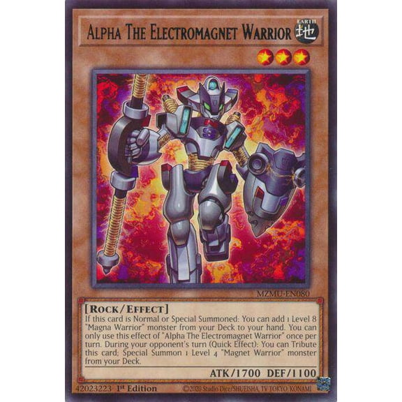 YuGiOh Maze of Muertos Rare Alpha The Electromagnet Warrior MZMU-EN080