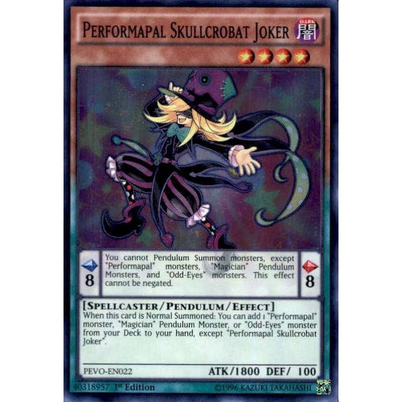 YuGiOh Pendulum Evolution Super Rare Performapal Skullcrobat Joker PEVO-EN022