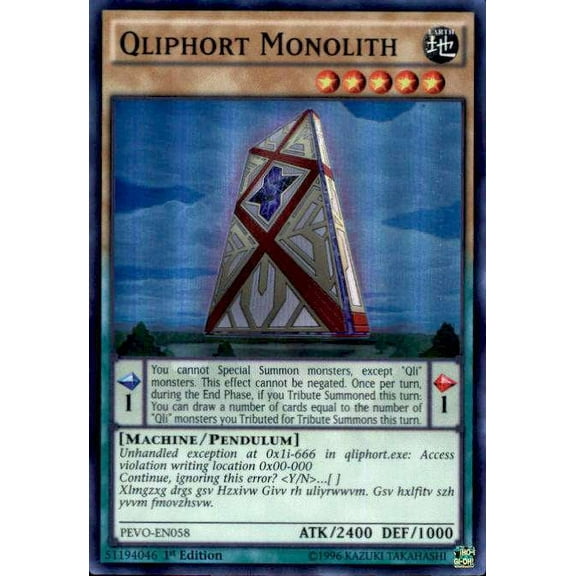 YuGiOh Pendulum Evolution Super Rare Qliphort Monolith PEVO-EN058