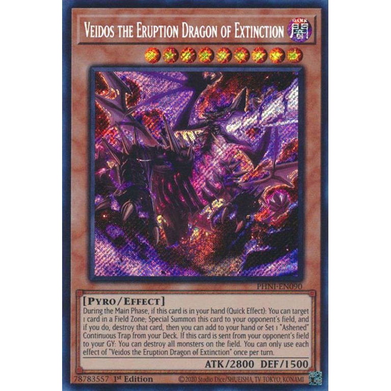 yugioh phantom nightmare cards Trading Card Game Secret Rare Veidos the Eruption Dragon of Extinction PHNI-EN090 You can destroy 1 DARK monster in your hand or face Yu-Gi-Oh Cards - Phantom Nightmare