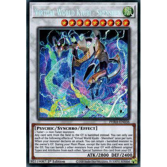 YuGiOh Phantom Rage Secret Rare Virtual World Kyubi - Shenshen PHRA-EN036