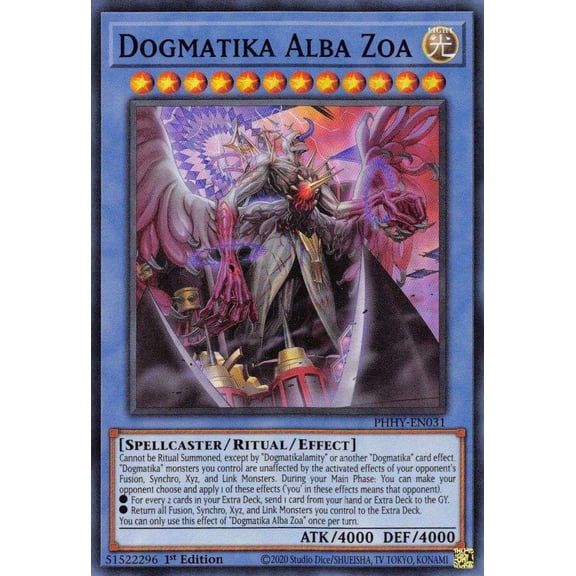 YuGiOh Photon Hypernova Super Rare Dogmatika Alba Zoa PHHY-EN031