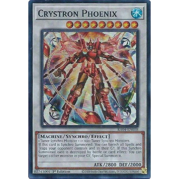 YuGiOh Quarter Century Stampede Platinum Secret Rare Crystron Phoenix RA04-EN058