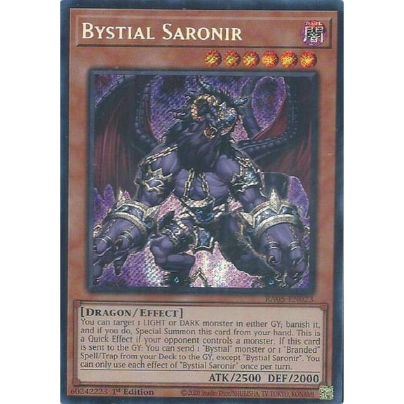 YuGiOh Rarity Collection 5 Secret Rare Bystial Saronir RA05-EN023