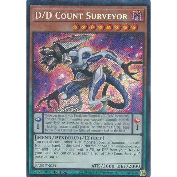 YuGiOh Rarity Collection 5 Secret Rare D/D Count Surveyor RA05-EN034