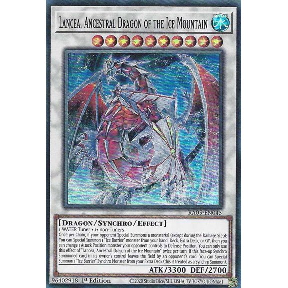 YuGiOh Rarity Collection 5 Super Rare Lancea, Ancestral Dragon of the Ice Mountain RA05-EN045