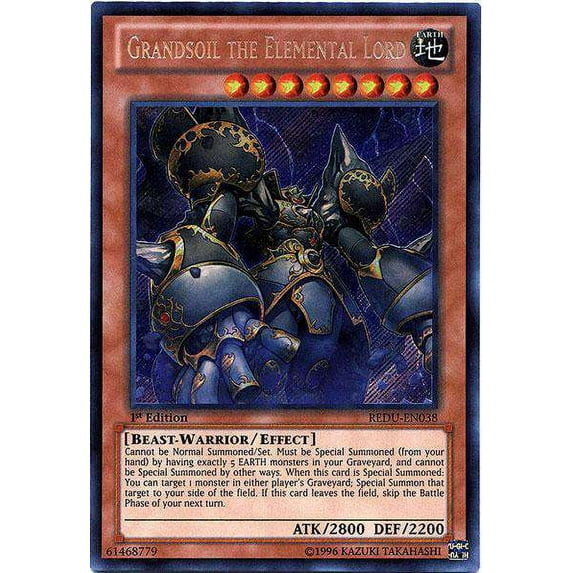 YuGiOh Return of the Duelist Secret Rare Grandsoil the Elemental Lord REDU-EN038