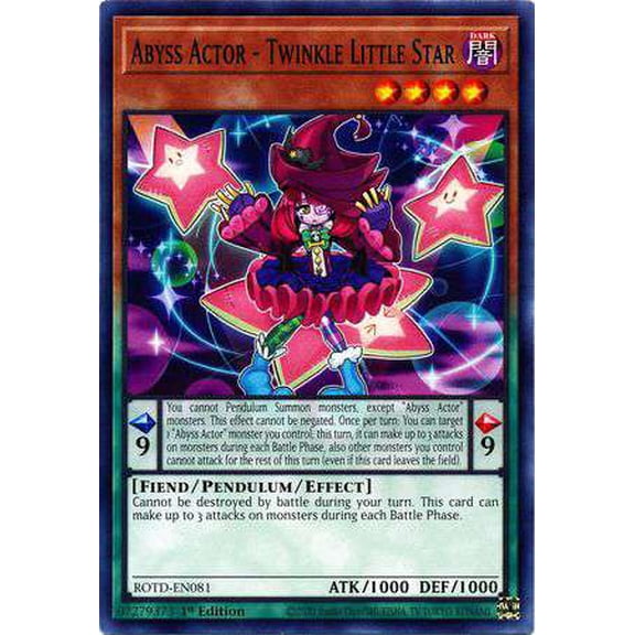 YuGiOh Rise of the Duelist Common Abyss Actor - Twinkle Little Star ROTD-EN081