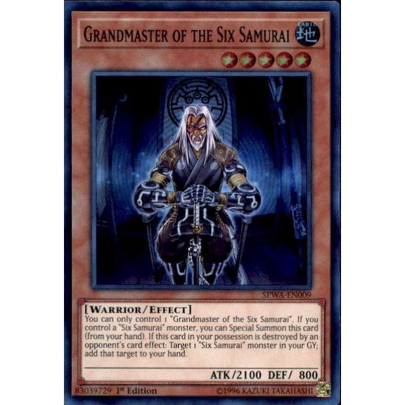YuGiOh Spirit Warriors Super Rare Grandmaster of the Six Samurai SPWA-EN009