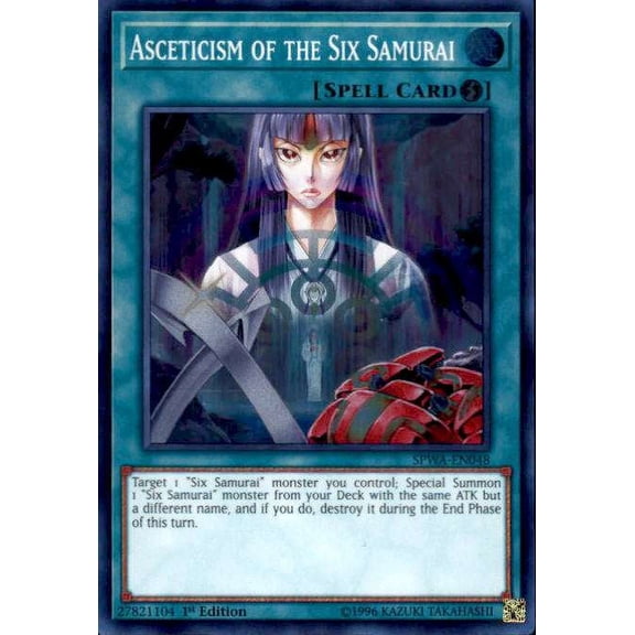 YuGiOh Spirit Warriors Super Rare Asceticism of the Six Samurai SPWA-EN048
