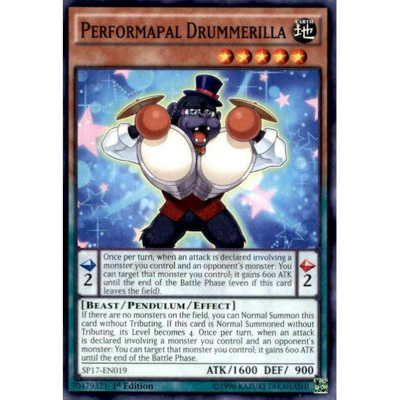 YuGiOh Star Pack Battle Royal Starfoil Performapal Drummerilla SP17-EN019