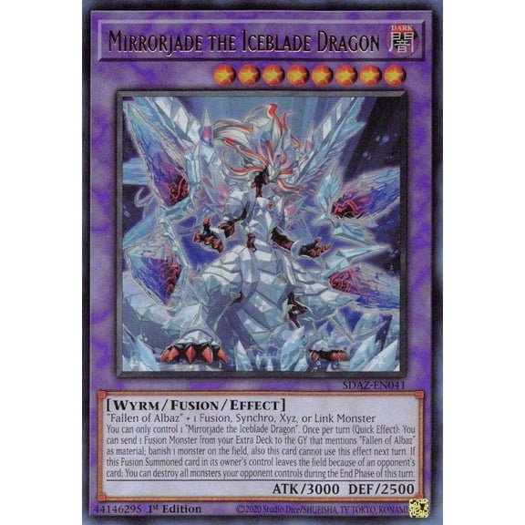 YuGiOh Structure Deck: Albaz Strike Ultra Rare Mirrorjade the Iceblade Dragon SDAZ-EN041