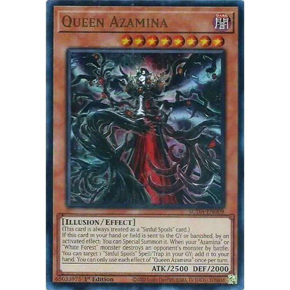 YuGiOh Supreme Darkness Quarter Century Secret Rare Queen Azamina SUDA-EN009