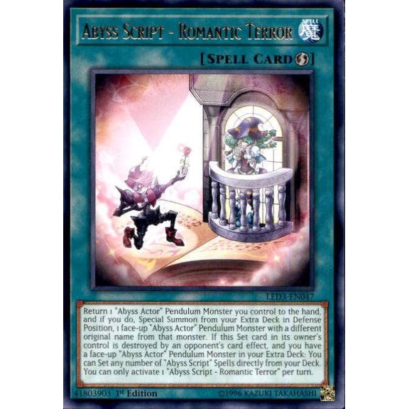 YuGiOh White Dragon Abyss Rare Abyss Script - Romantic Terror LED3-EN047
