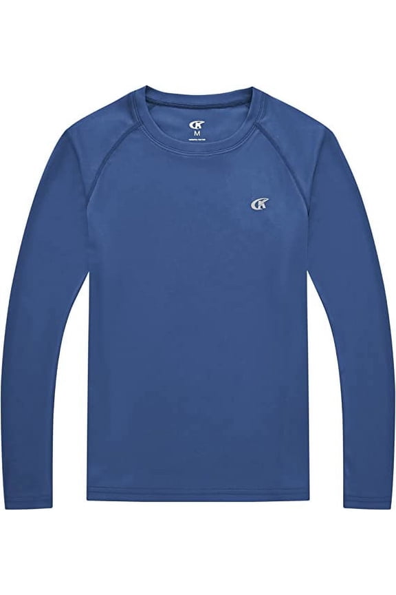 Boy's Rash Guard Swim Shirt Long Sleeve UPF 50+ Sun Protection Hiking Shirts Youth Quick Dry Fishing Tees DarkBlue XL