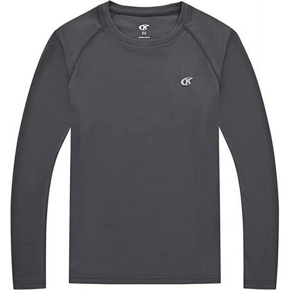 YuKaiChen Boy's Rash Guard Swim Shirt Long Sleeve UPF 50  Sun Protection Hiking Shirts Youth Quick Dry Fishing Tees DarkGrey M