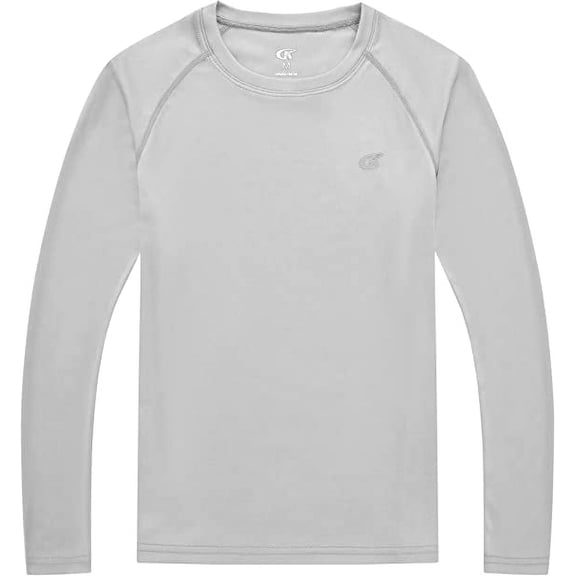 YuKaiChen Boy's Rash Guard Swim Shirt Long Sleeve UPF 50+ Sun Protection Hiking Shirts Youth Quick Dry Fishing Tees LightGrey S