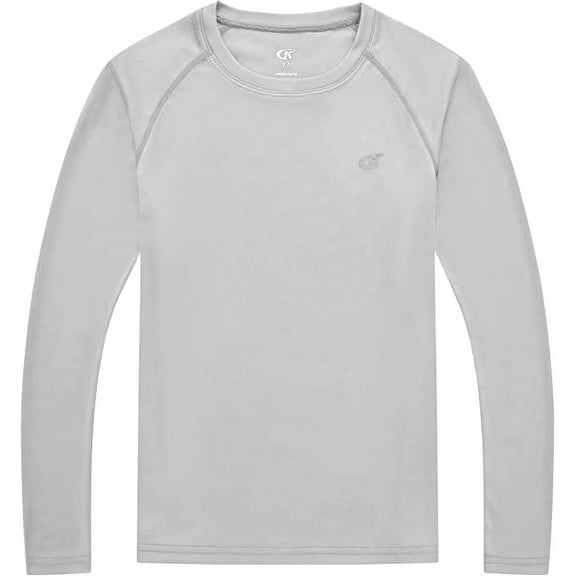 YuKaiChen Boy's Rash Guard Swim Shirt Long Sleeve UPF 50+ Sun Protection Hiking Shirts Youth Quick Dry Fishing Tees LightGrey XS