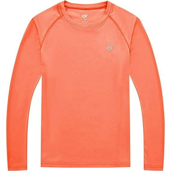 YuKaiChen Boy's Rash Guard Swim Shirt Long Sleeve UPF 50+ Sun Protection Hiking Shirts Youth Quick Dry Fishing Tees Orange XS