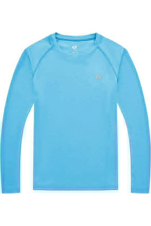 Boy's Rash Guard Swim Shirt Long Sleeve UPF 50+ Sun Protection Hiking Shirts Youth Quick Dry Fishing Tees SkyBlue XS