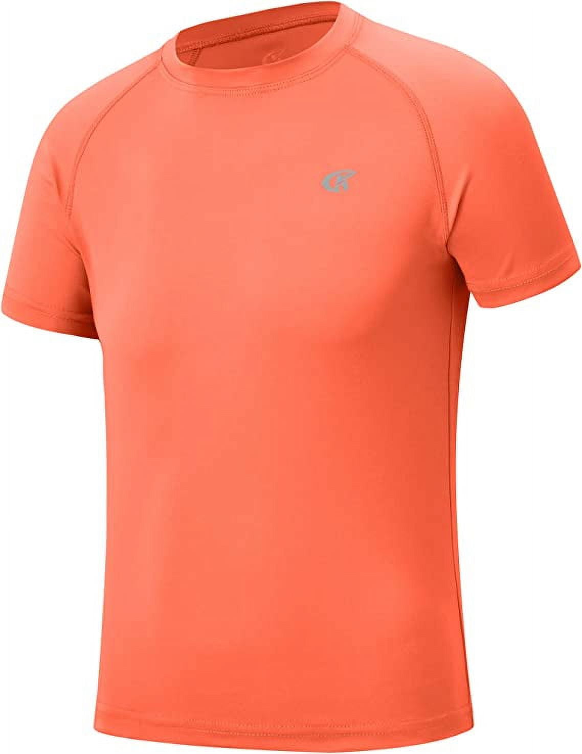 YuKaiChen Boys UPF 50+ Rash Guard Swim Shirt Youth Short Sleeve Hiking  Shirts Quick Dry Fishing Tee Tops Orange L