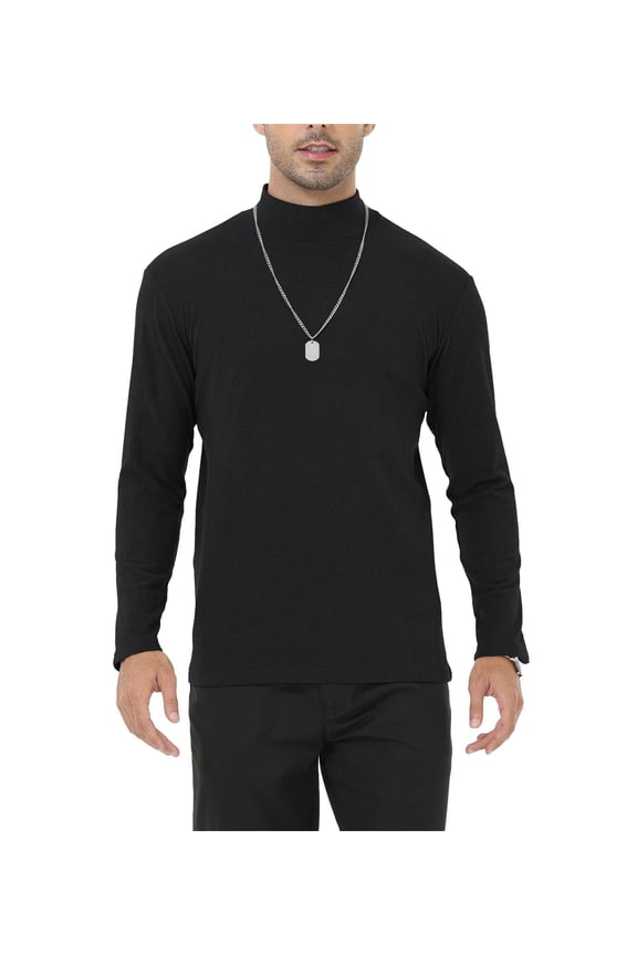 Men's Casual Turtleneck Slim Fit Basic Tops Lightweight Pullover Sweater Black S