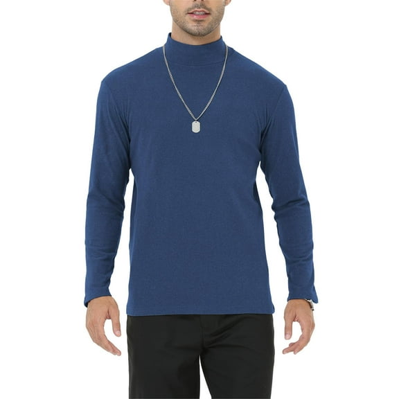 YuKaiChen Men's Casual Turtleneck Slim Fit Basic Tops Lightweight Pullover Sweater Blue XL