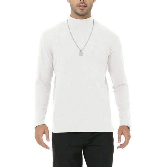 YuKaiChen Men's Casual Turtleneck Slim Fit Basic Tops Lightweight Pullover Sweater White L