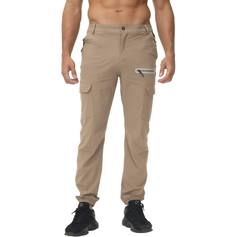 YuKaiChen Men's Hiking Pants Cargo Pants 7 Pockets Water Resistant Ripstop  Outdoor Pants Lightweight Quick Dry Fishing Work Pants khaki 32 