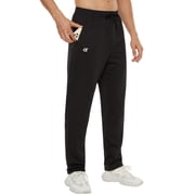 Mens Running Pants Lightweight Joggers Athletic Pants with Zipper Pockets Black L