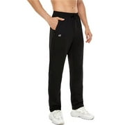 YuKaiChen Men's Running Pants Lightweight Joggers Athletic Pants with Zipper Pockets Black L