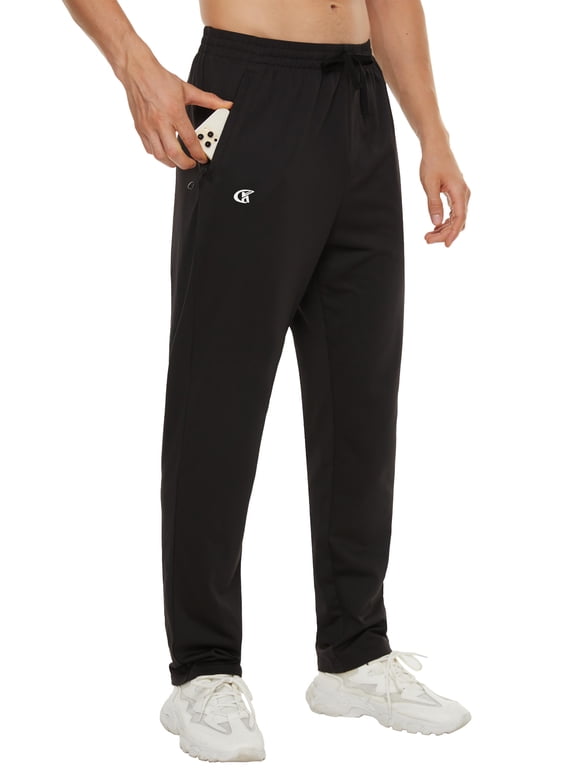 Men's Running Pants Lightweight Joggers Athletic Pants with Zipper Pockets Black M