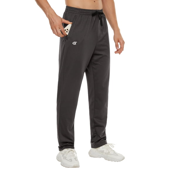 Men's Running Pants Lightweight Joggers Athletic Pants with Zipper Pockets Irongray 2XL